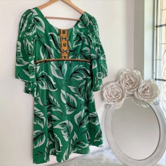 Anthro Vanessa Virginia Leaf Musa Dress Si… - Picture 2 of 9